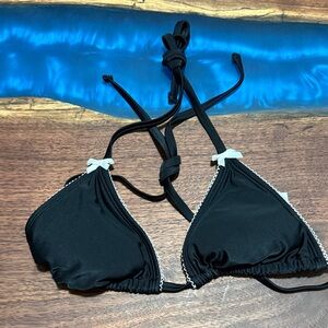 wild fable Black Triangle Bikini Top with White Trim